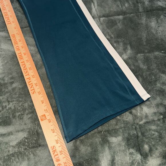 JustFab Flare Leggings Women's XXL Teal White Side Stripe Pull On Activewear - Picture 7 of 7